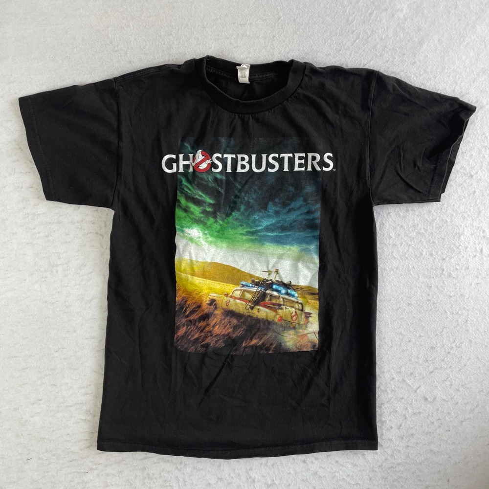 Gildan Ghostbusters T-Shirt Mens Medium‎ Black Movie Graphic Ecto-1 Afterlife